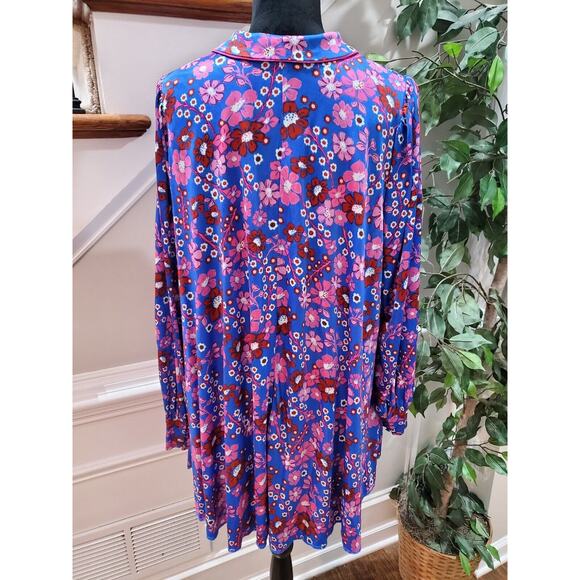 Free People Daisy Jane Mini Dress Botanical Combo Floral Tie Neck Size Small - Picture 10 of 16